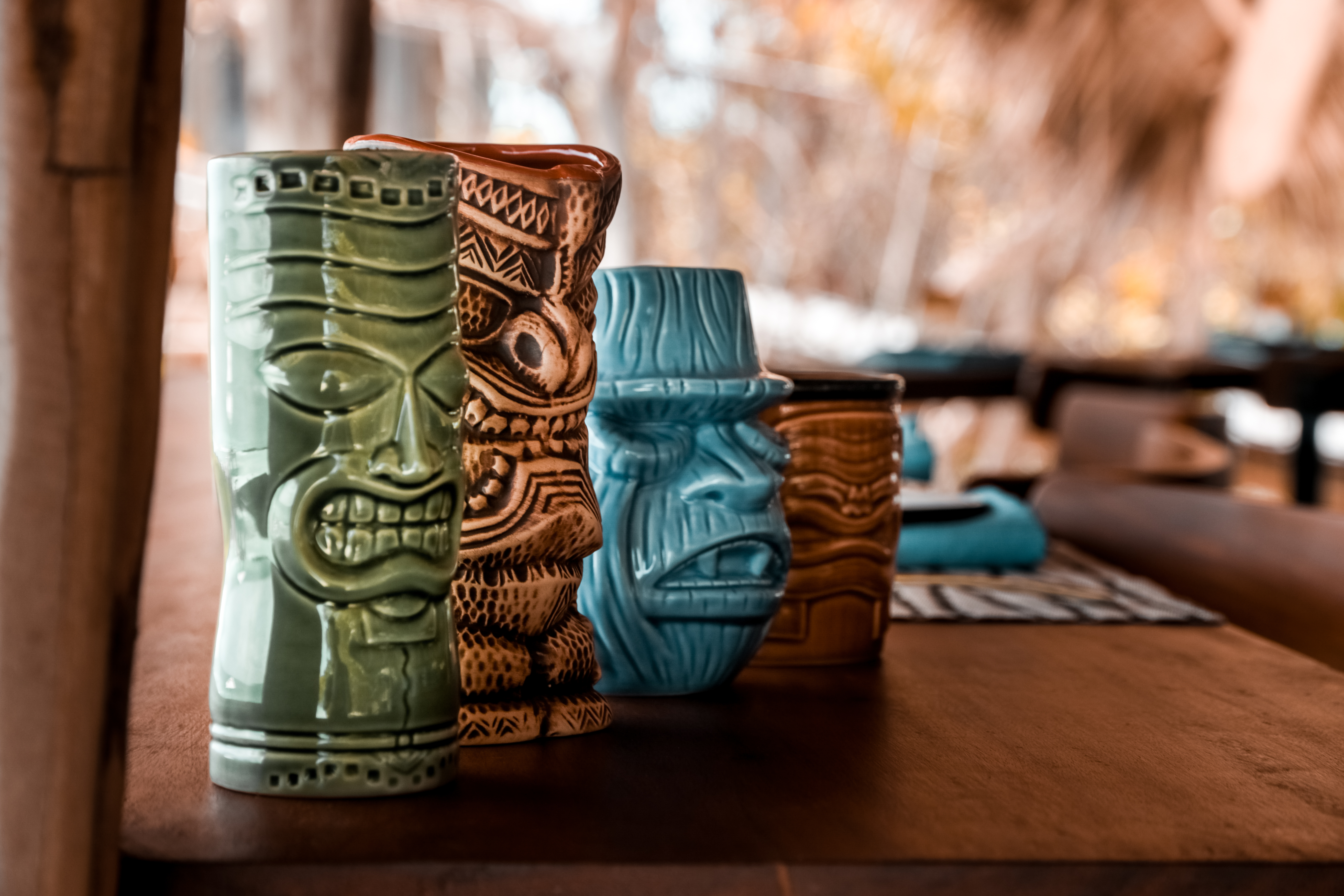 Close up of outdoor tiki bar