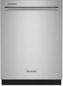 Front view of the KitchenAid KDTE204KPS dishwasher 