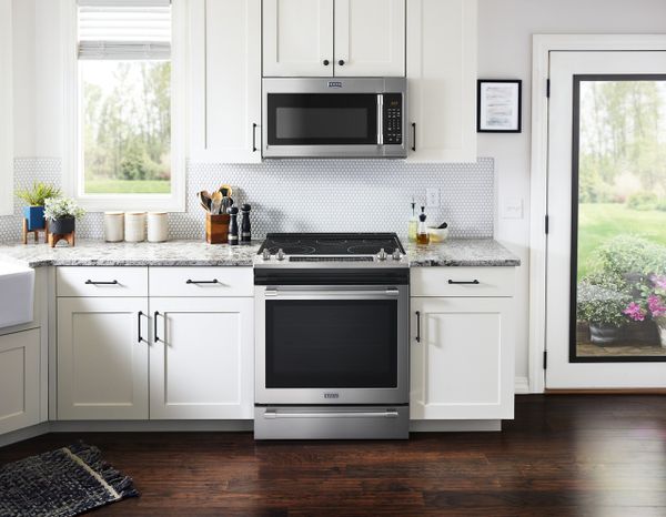 A slide in Whirlpool range in a kitchen 