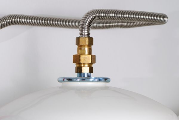 A close-up of a gas connection 