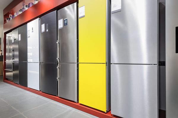 Various refrigerators in an appliance store