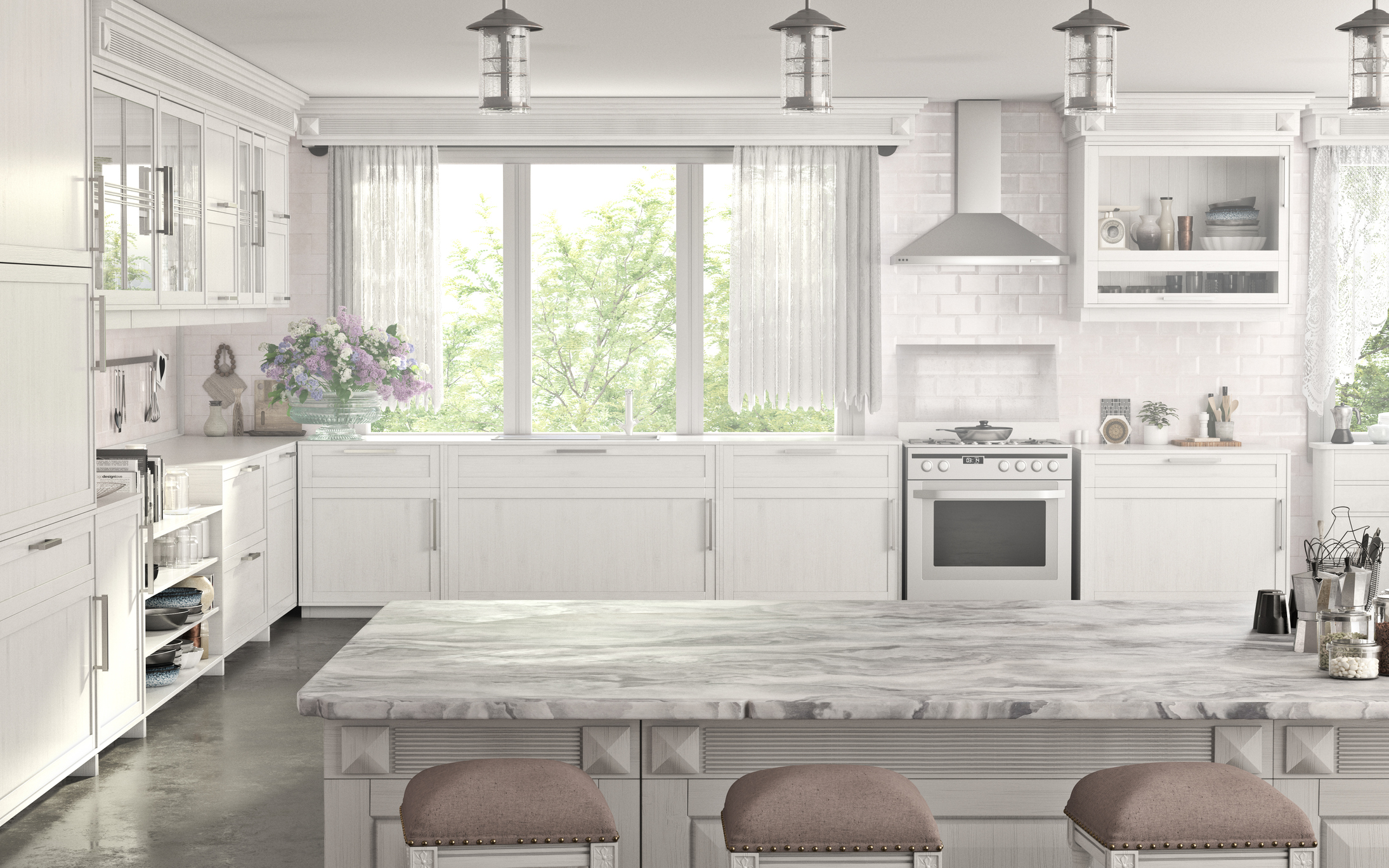 all-white kitchen layout
