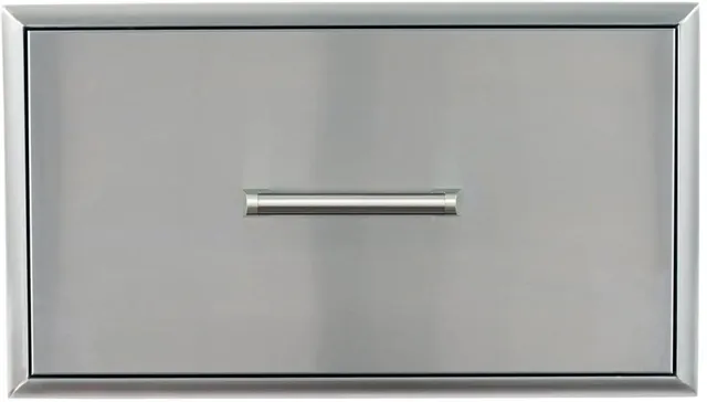 Front view of Coyote CSSD28 28” single drawer outdoor cabinet 