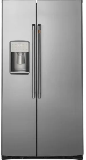 Front view of Café CZS22MP2NS1 side by side refrigerator 