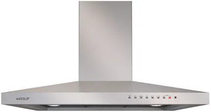 Front view of Wolf VW36S 36” chimney range hood 