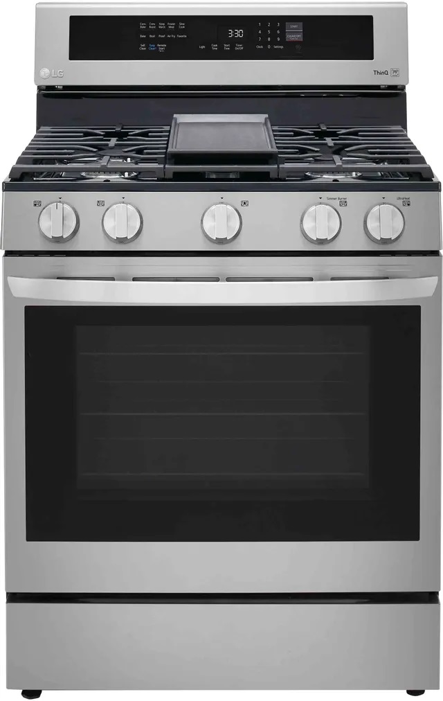 Front view of LG LRGL5825F convection gas range 