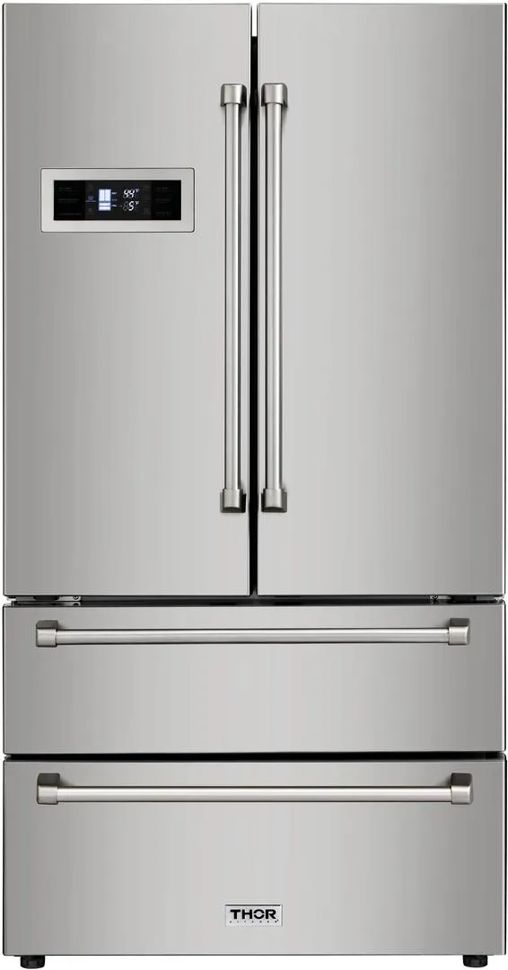 Front view of Thor HRF3601F 36” French door refrigerator 