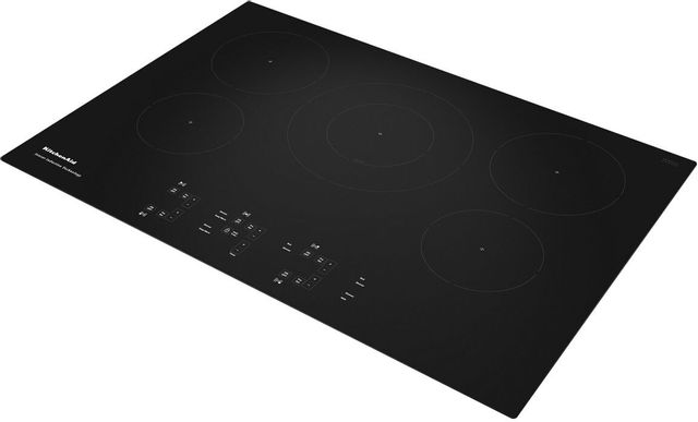 Stock photo of a black KitchenAid induction cooktop.