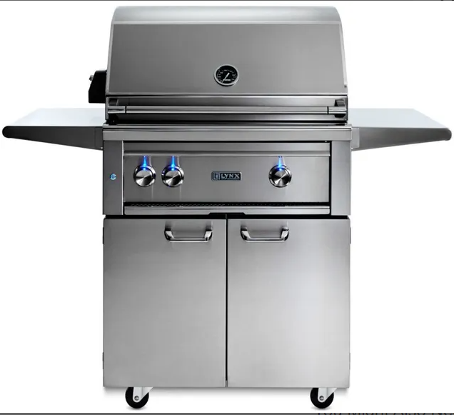 Front view of Lynx 30” stainless steel grill 