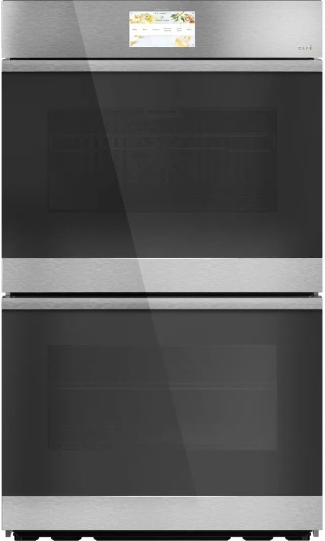 Front view of a GE Café 30” double wall oven 