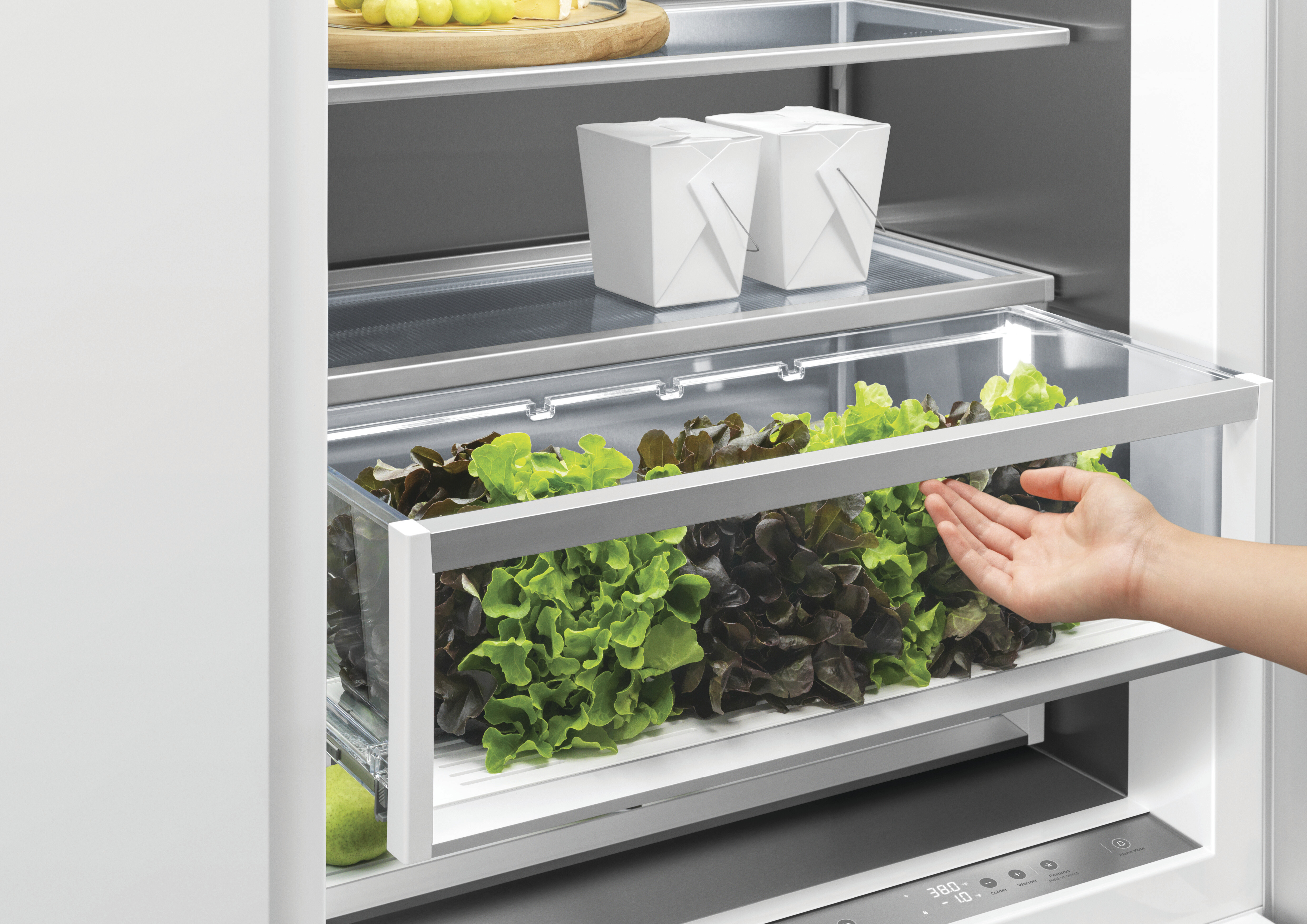 A refrigerator drawer with fresh produce