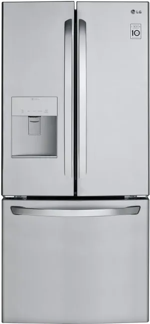 LG French Door Refrigerator Front view of the LG LFDS22520S French door refrigerator