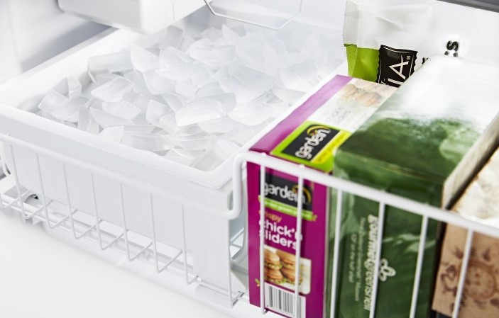 The inside of a bottom freezer