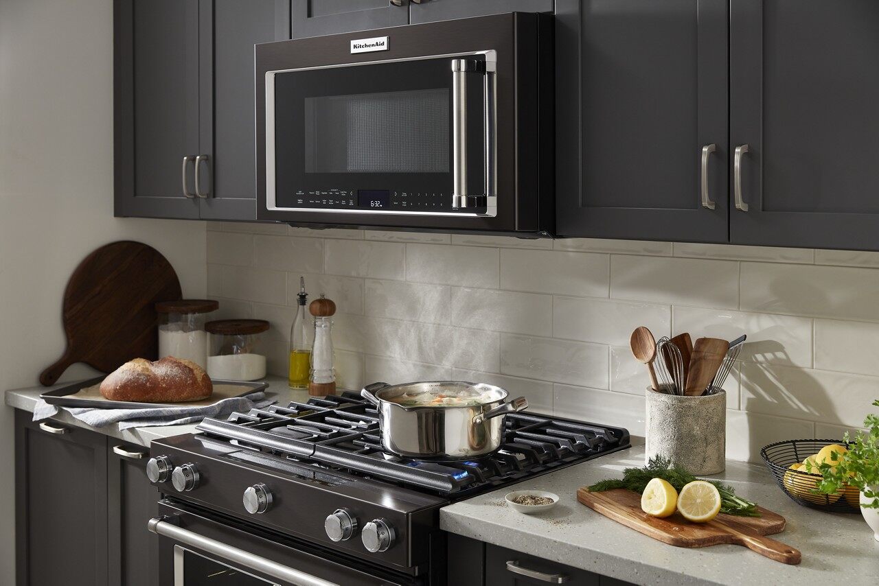 soup boiling on a KitchenAid electric range