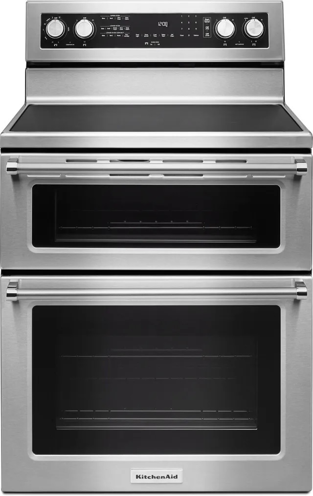 KitchenAid 30” Stainless Steel Freestanding Electric Double Oven Range