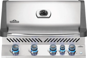 silver top-view of oven with blue handles