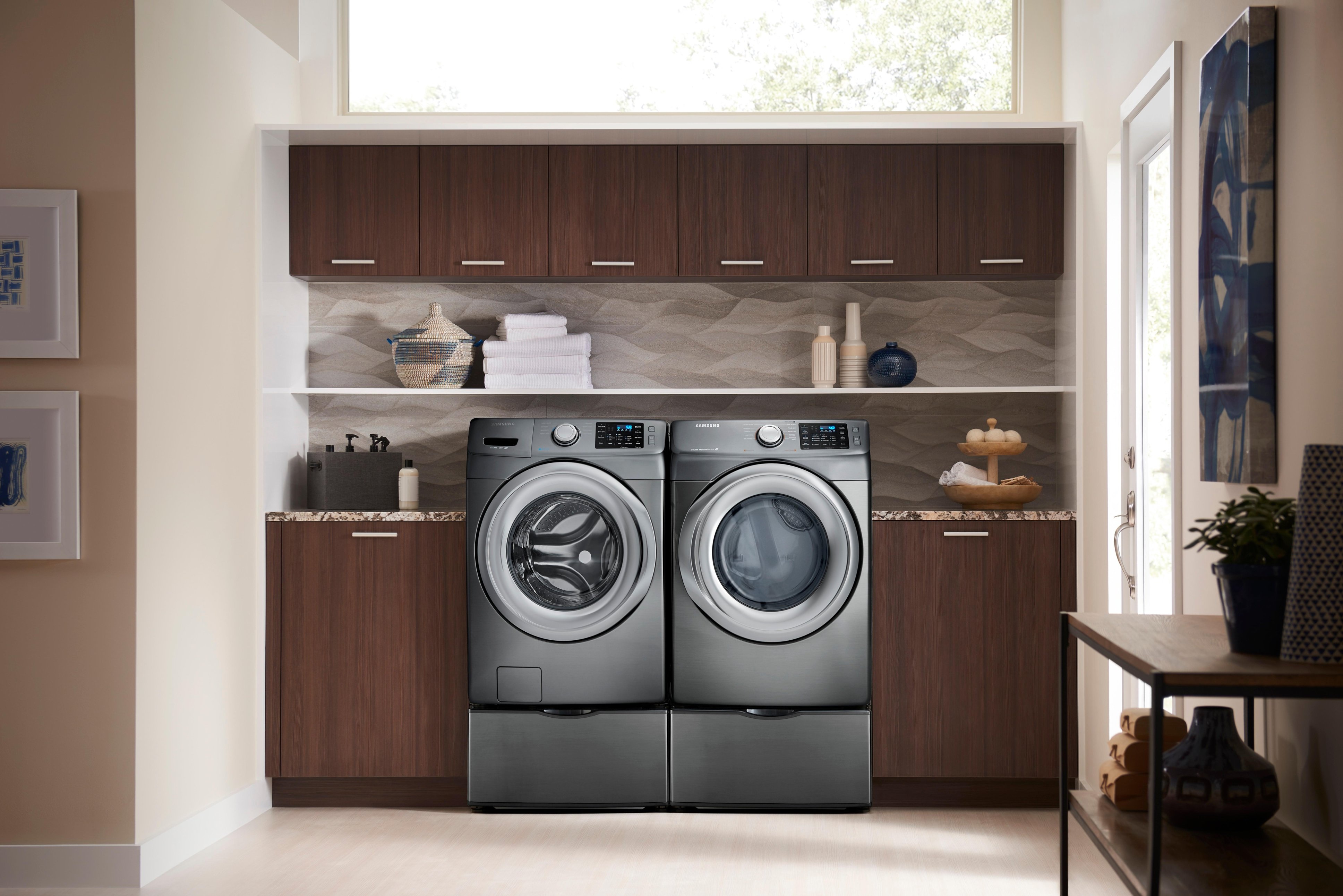 Washer and dryer in washer room