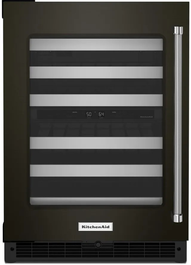 KitchenAid 24” Black Stainless Steel Frame Wine Cooler KUWL314KBS