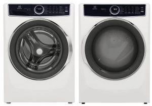 Front view of an Electrolux front load washer and dryer set 