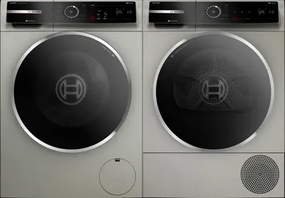 Bosch 800 Series Silver Front Load Laundry Pair