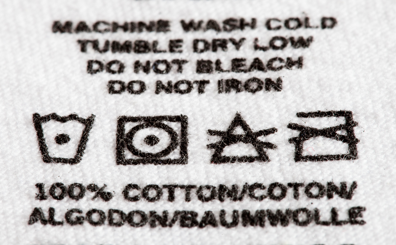 Image of a standard wash label 