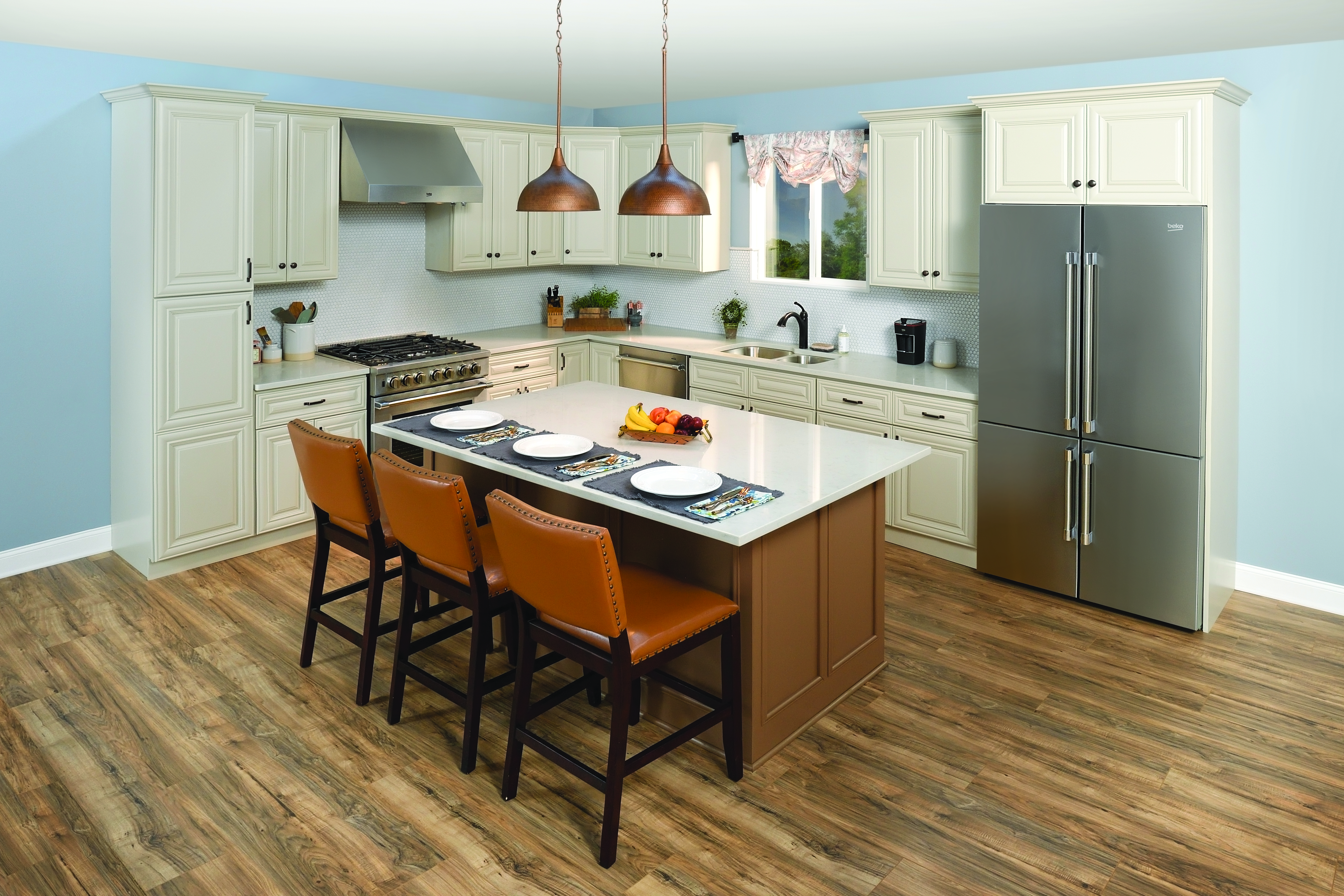 A modern farmhouse kitchen featuring Beko appliances 