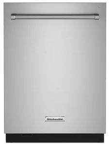 Front view of the KitchenAid KDTM704KPS dishwasher 
