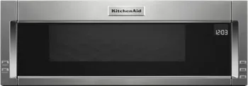 Front view of the KitchenAid KMLS311HSS over the range microwave 