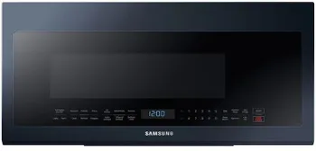 Front view of the Samsung BESPOKE ME21A706BQN over the range microwave 