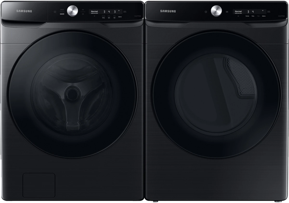 A Samsung laundry pair with the WF50A8600AV front load washer and DVE50A8600V dryer 