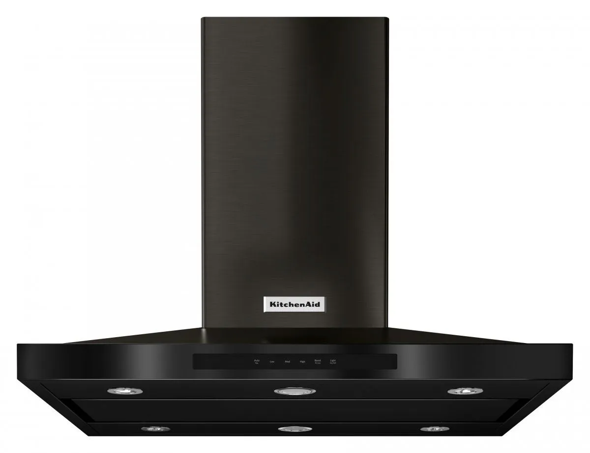 Front view of the KitchenAid KVIB606DBS range hood 
