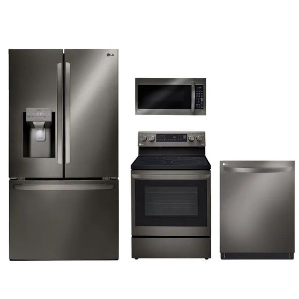 front view of the LG 4 Piece Black Stainless Steel Kitchen Package