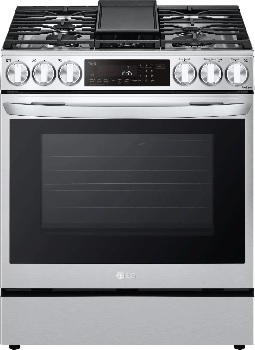 Front view of the LG LSDL6336F dual fuel range 
