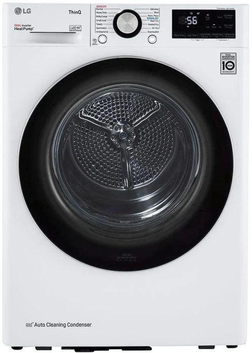 Front view of the LG DLHC1455W electric dryer 