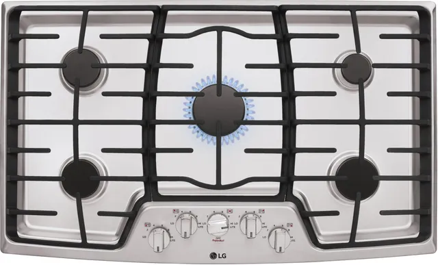 Overhead view of LG 36” gas cooktop model
