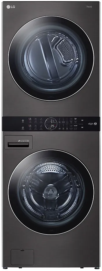 Front view of LG stacked washer and dryer