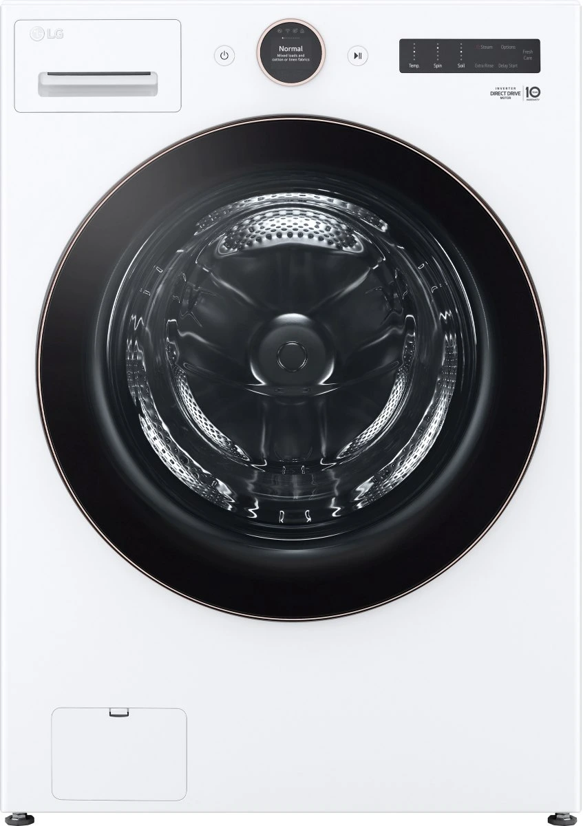 Front view of the LG WM6500HWA front load washer 