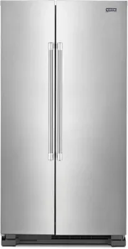 Front view of the Maytag MSS25N4MKZ side by side refrigerator 