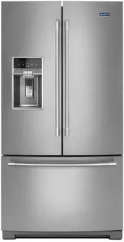 Front view of the Maytag MFT2772HEZ French door refrigerator 