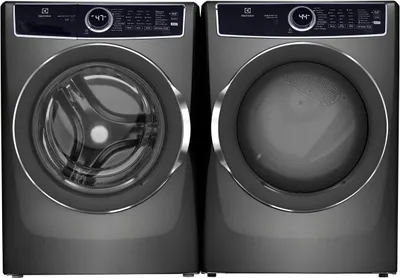 Front view of an Electrolux ELFW7537AT washer and ELFE7537AT dryer pair 