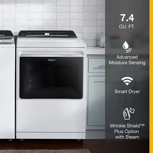 A graphic listing the features on the Whirlpool WED8127LW dryer 