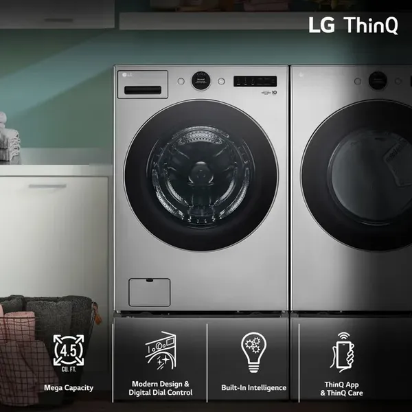 A graphic listing the features on the LG WM5500HVA washer 