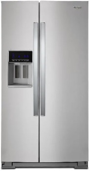 Front view of the Whirlpool WRS588FIHZ side by side refrigerator 