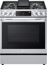 Front view of the LG LSGL6335F slide in gas range