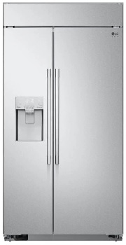 Front view of the LG Studio SRSXB2622S refrigerator 