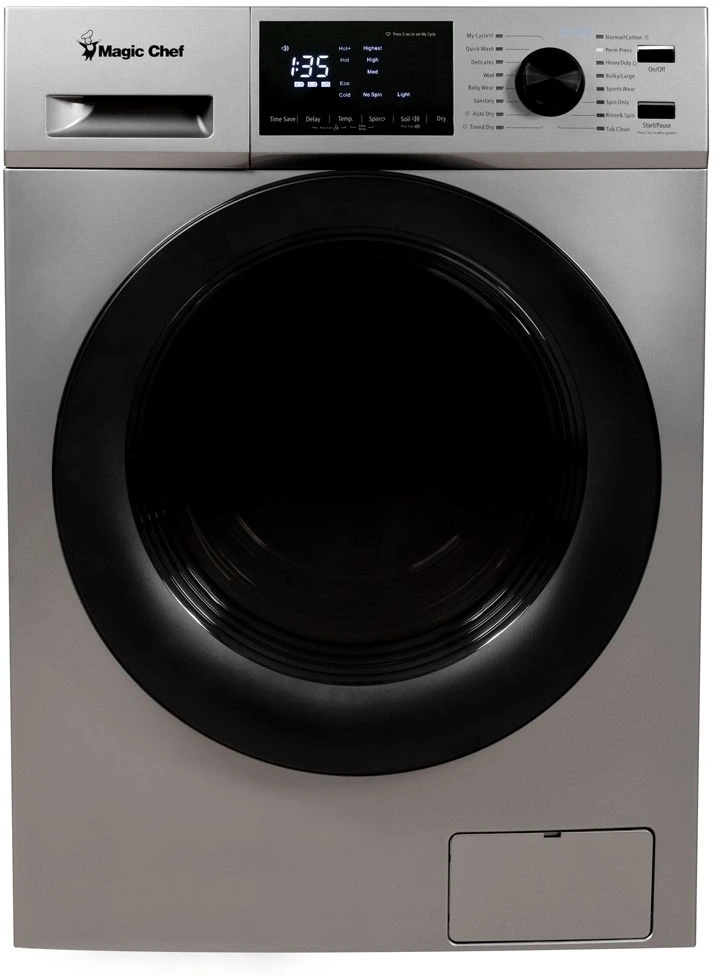 Front view of the Magic Chef MCSCWD27S5 washer dryer combo 