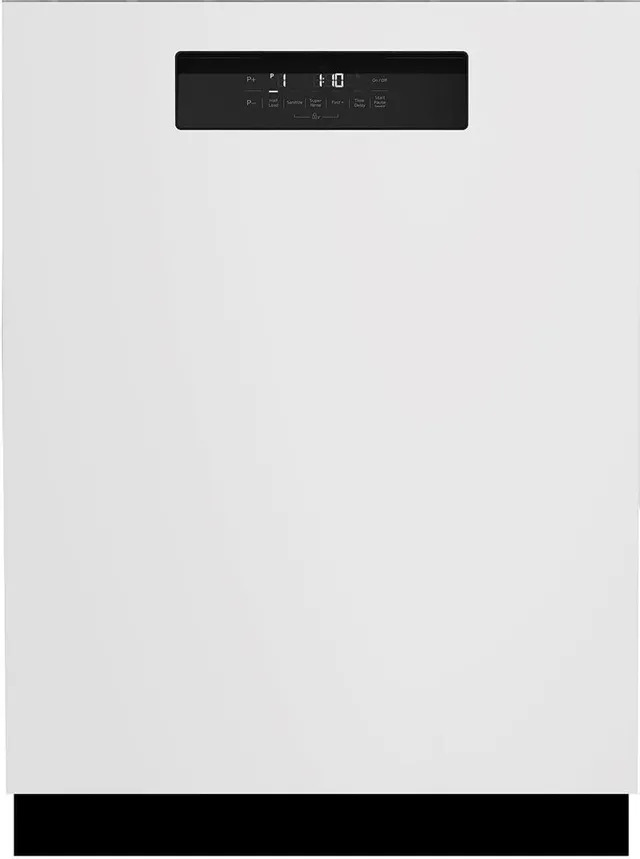 Front view of Beko white top-control dishwasher 