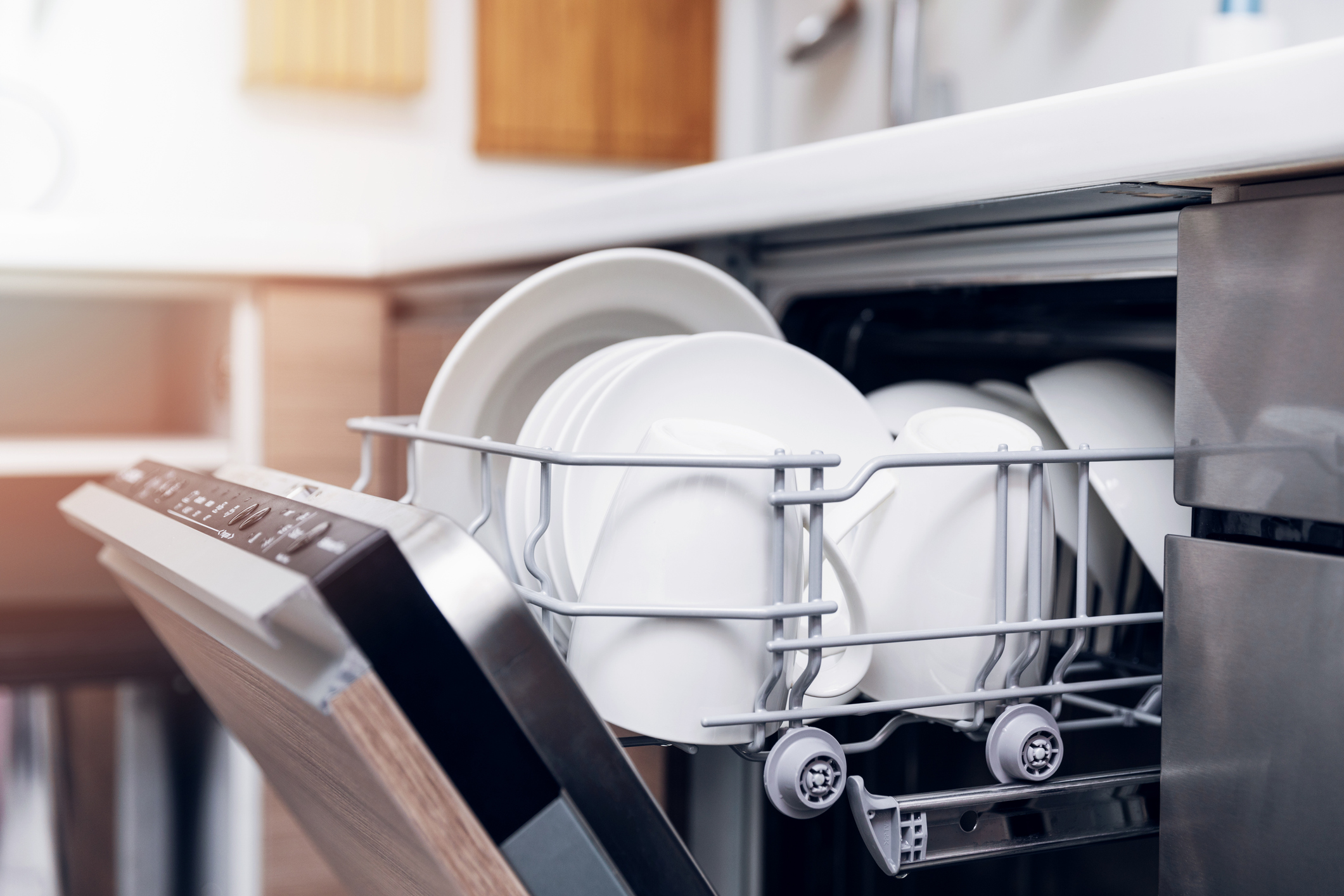 freshly washed and dried dishes