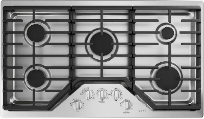Overhead view of the Café CGP70362NS1 36” gas cooktop 