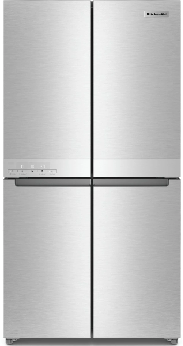 Front view of the KitchenAid KRQC506MPS 4-door refrigerator 